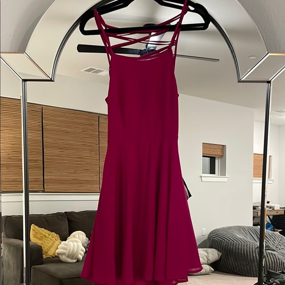 Lulu's Vibrant Berry Halter Mini Dress - Picture 3 of 4